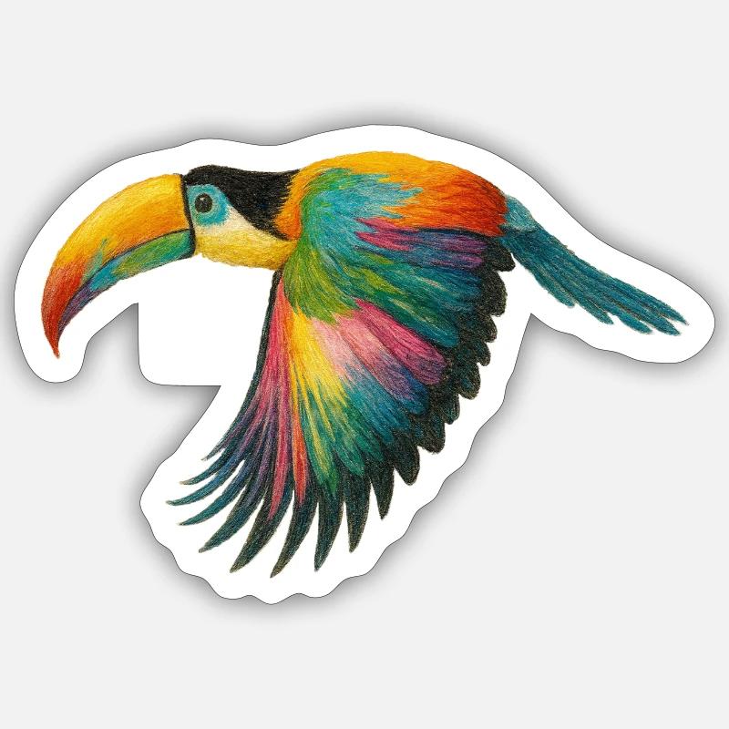 Rainbow Parrot Pattern - Sticker size S (10 x 10 cm) - white matte