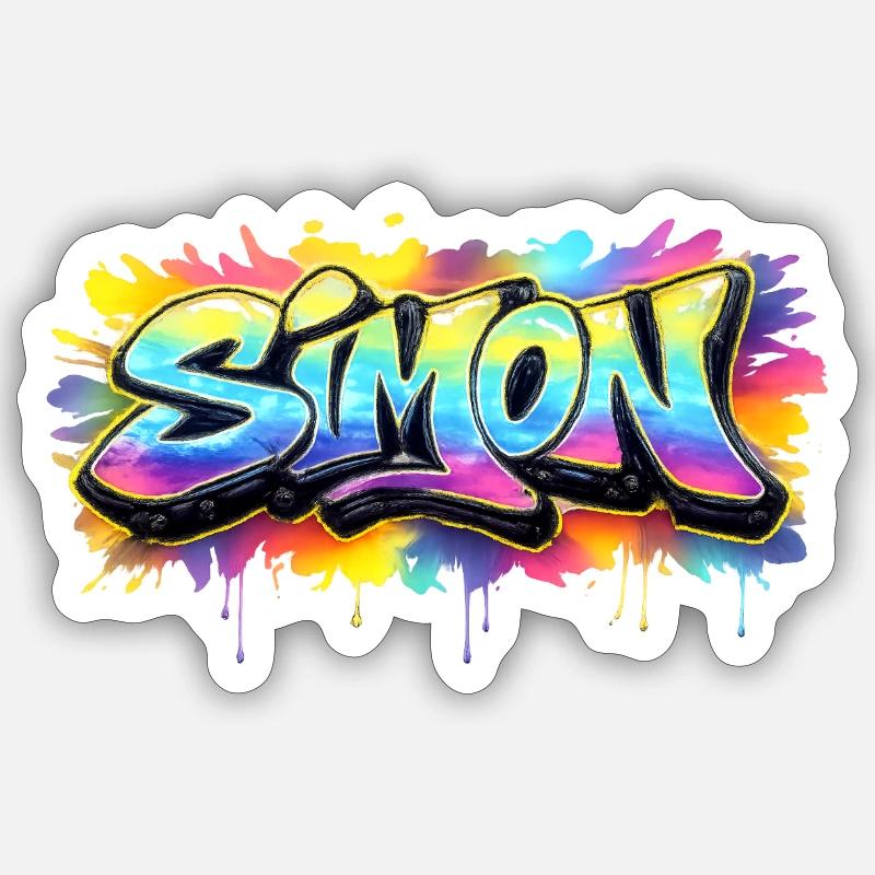 Graffiti SIMON Name Gift Ideal Printable - Sticker size S (10 x 10 cm) - white matte