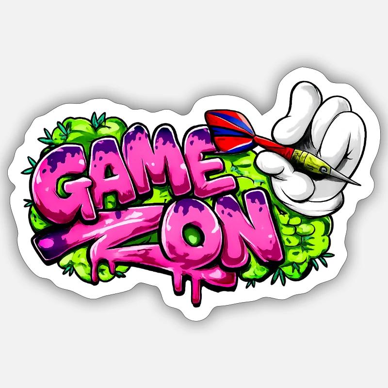 Dart,Darts,Game on Graffiti - Sticker size S (10 x 10 cm) - white matte
