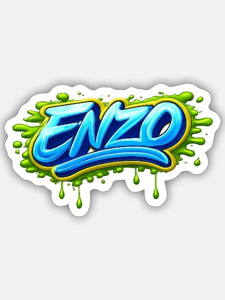 GRAFFITI-NAME ENZO FÜR PERFEKTES GESCHENK DRUCKBAR - Sticker Größe S (10 x 10 cm) - Mattweiß