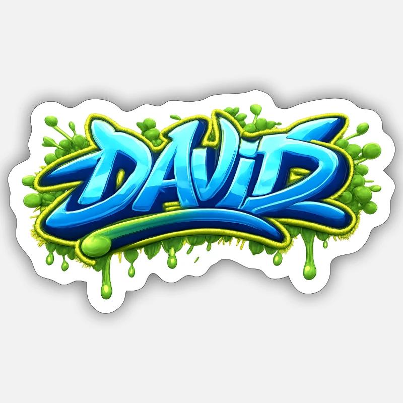 Graffiti name DAVID printable on everything - Sticker size S (10 x 10 cm) - white matte