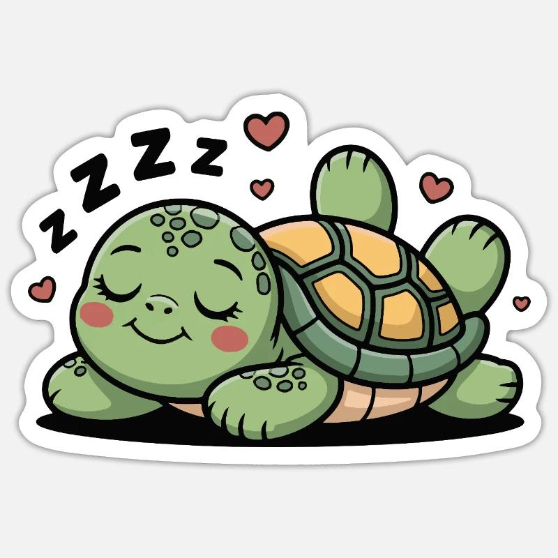 Cuddly turtle in slumber - Sticker size S (10 x 10 cm) - white matte