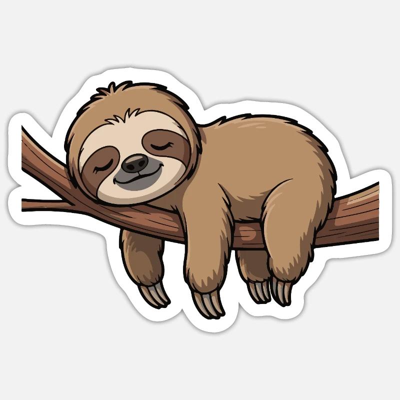 Sleeping sloth on branch Sticker size S (10 x 10 cm)