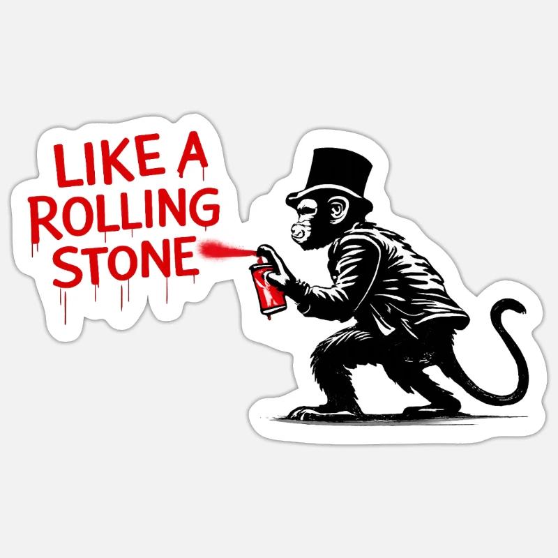 Comme un singe de Rolling Stone - Sticker taille S (10 x 10 cm) - blanc mat