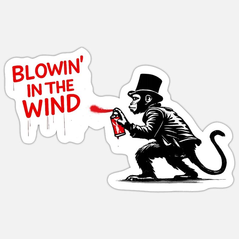 Windspray-Affe Graffiti - Sticker Größe S (10 x 10 cm) - Mattweiß