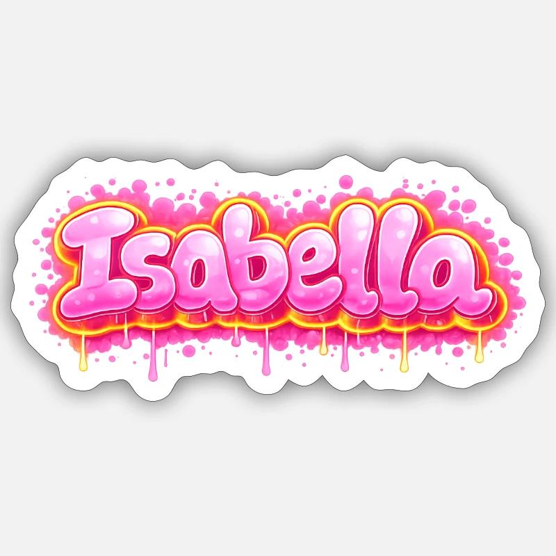 ISABELLA GRAFFITI NAME FOR PERFECT GIFT PRINTABLE - Sticker size S (10 x 10 cm) - white matte