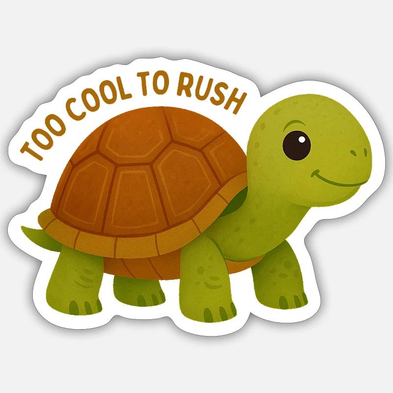 Too Cool To Rush Turtle Sticker size S (10 x 10 cm)