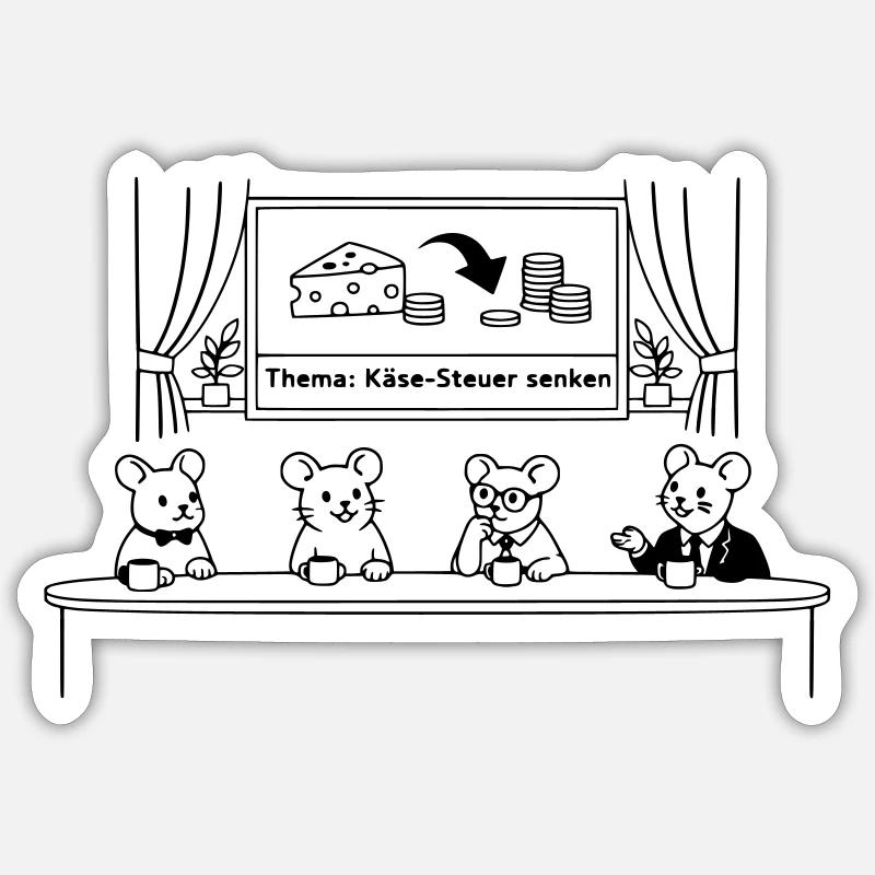 Mouse Mice Cheese Tax Lower - Sticker size S (10 x 10 cm) - white matte
