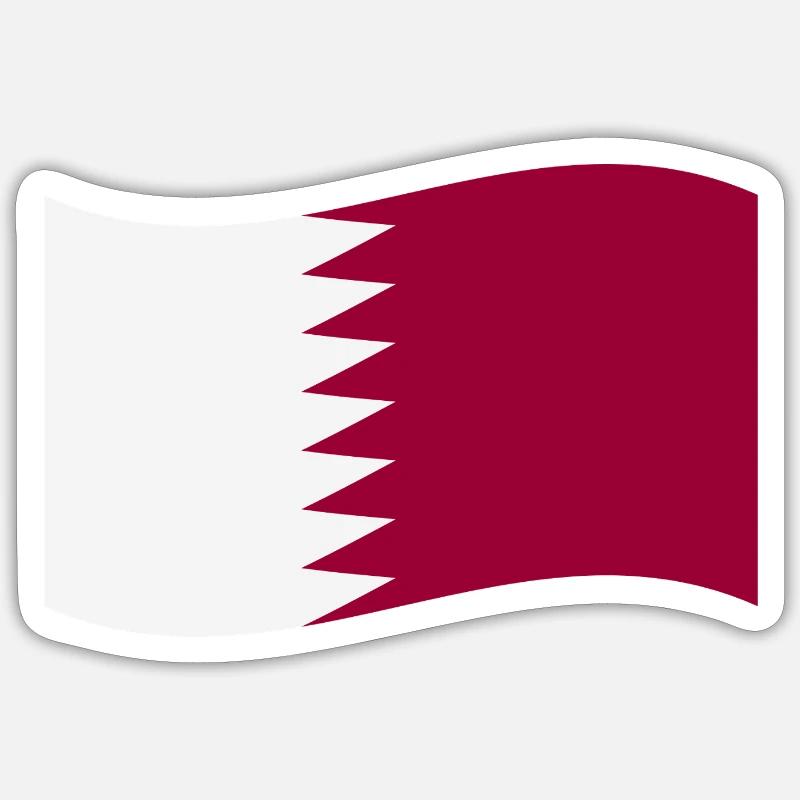 Drapeau du Qatar - Sticker taille S (10 x 10 cm) - blanc mat