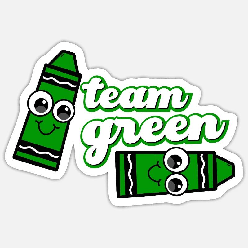 Smiling Crayon Green Team - Sticker size S (10 x 10 cm) - white matte