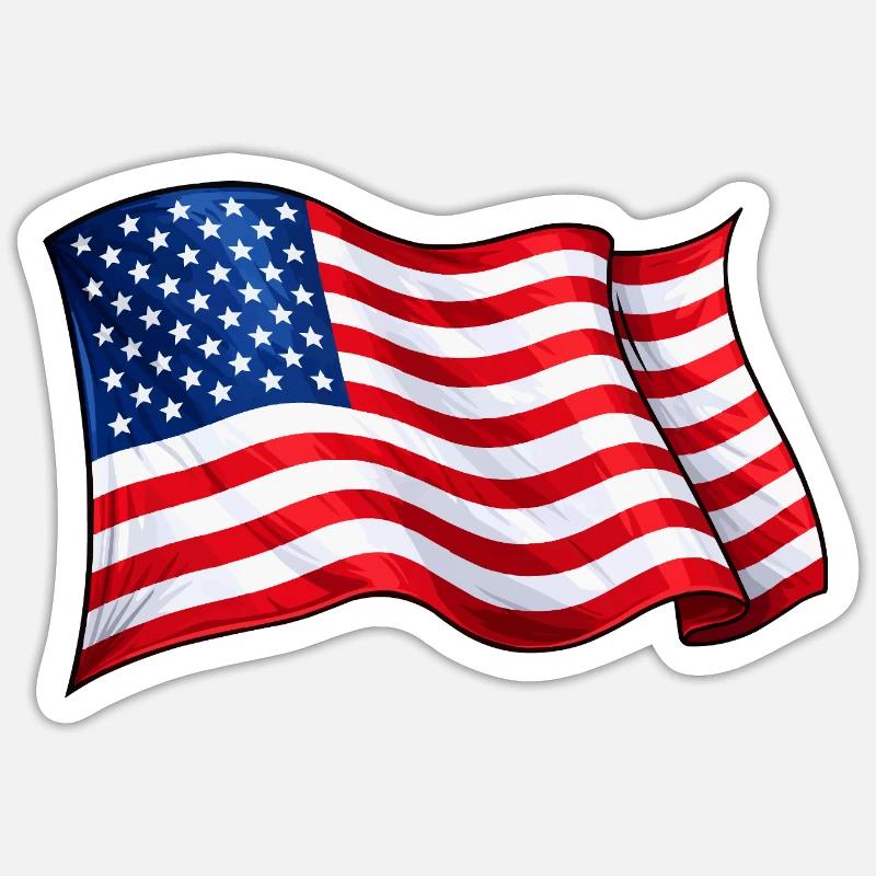 Motif de vague du drapeau américain - Sticker taille S (10 x 10 cm) - blanc mat
