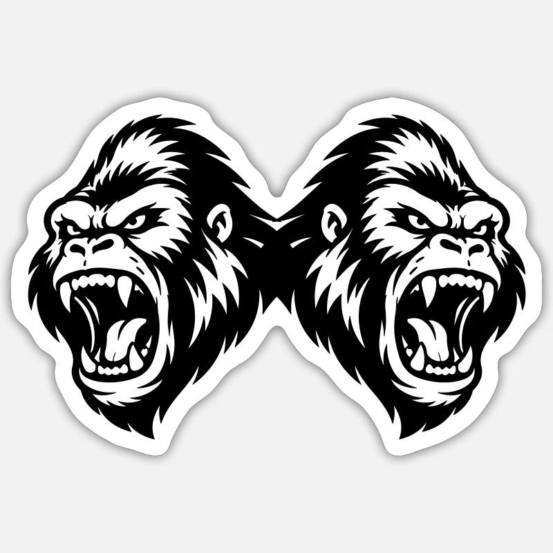 Gorilla Team - Sticker Größe S (10 x 10 cm) - Mattweiß