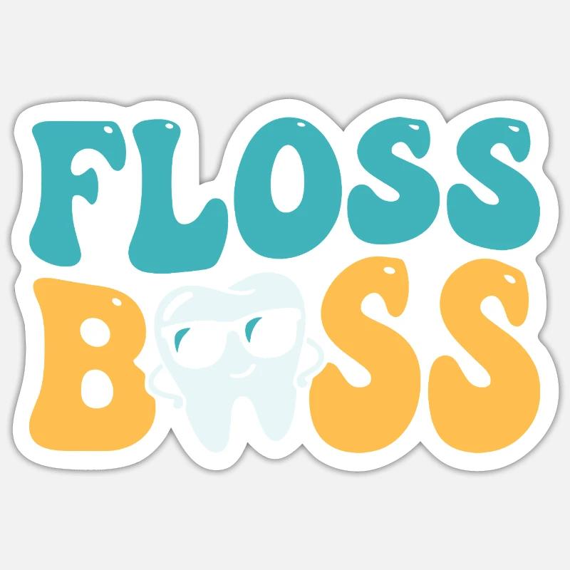 Assistant dentaire dentaire Floss - Sticker taille S (10 x 10 cm) - blanc mat
