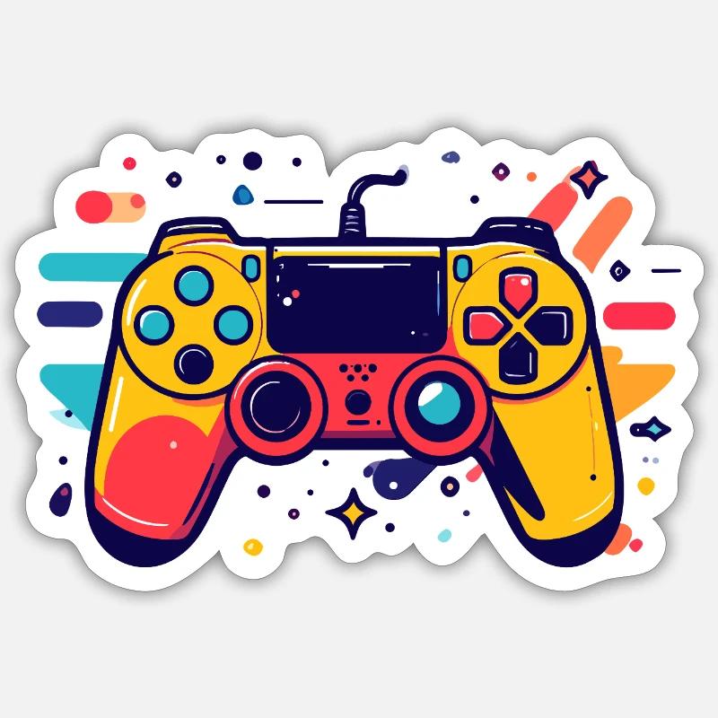 Farbiger Spielcontroller Gaming Popkunst Motiv - Sticker Größe S (10 x 10 cm) - Mattweiß