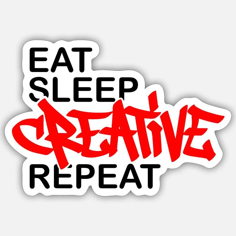 Eat Sleep Creative Repeat - Sticker Größe S (10 x 10 cm) - Mattweiß