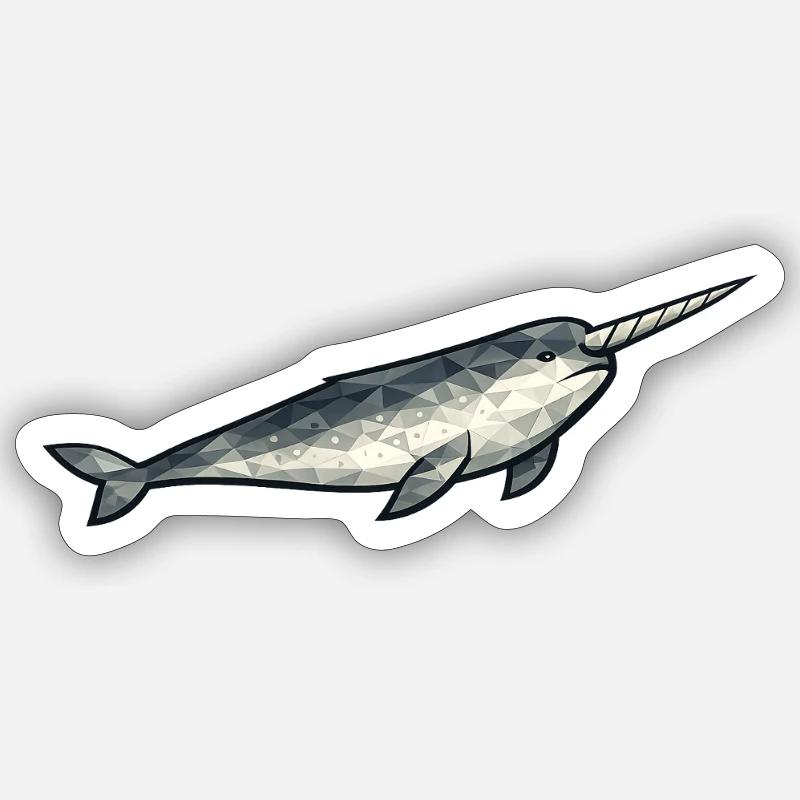 Geometrisk Narhval Polygon Sticker