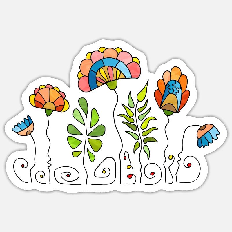 Fleur - Sticker taille S (10 x 10 cm) - blanc mat
