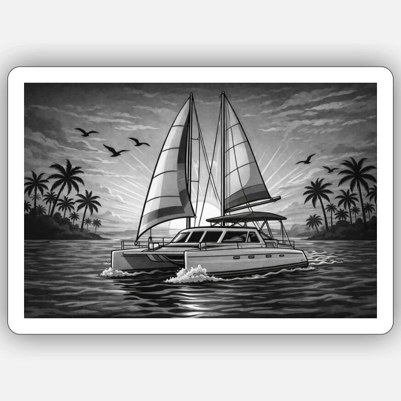Catamaran - Sticker size S (10 x 10 cm) - white matte