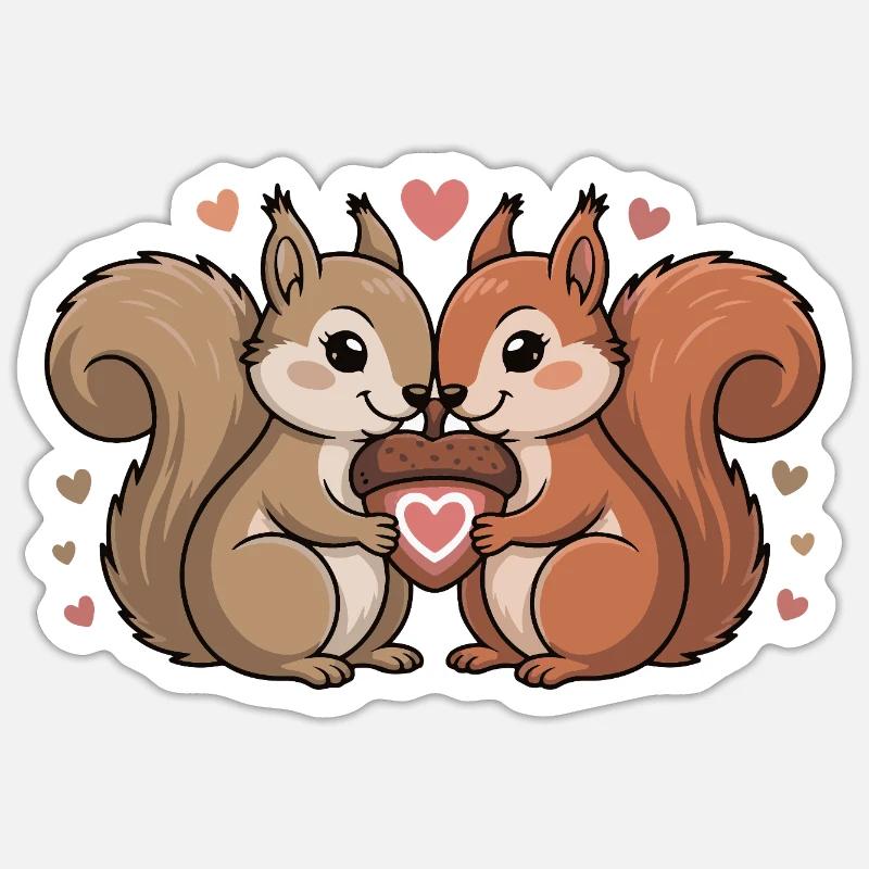 Squirrel Couple Valentine's Day - Sticker size S (10 x 10 cm) - white matte