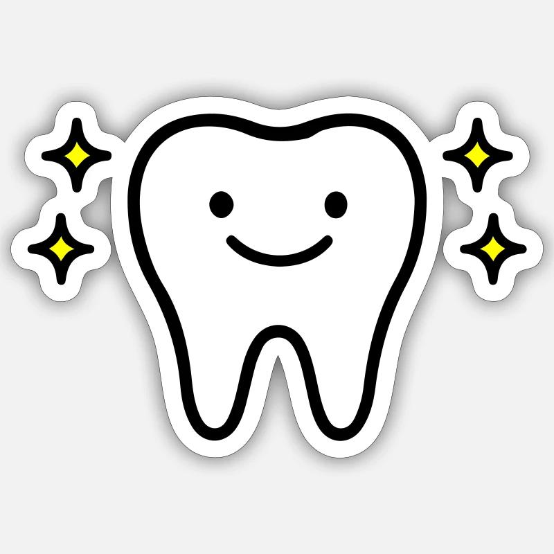 Zahn Niedlich - Sticker Größe S (10 x 10 cm) - Mattweiß
