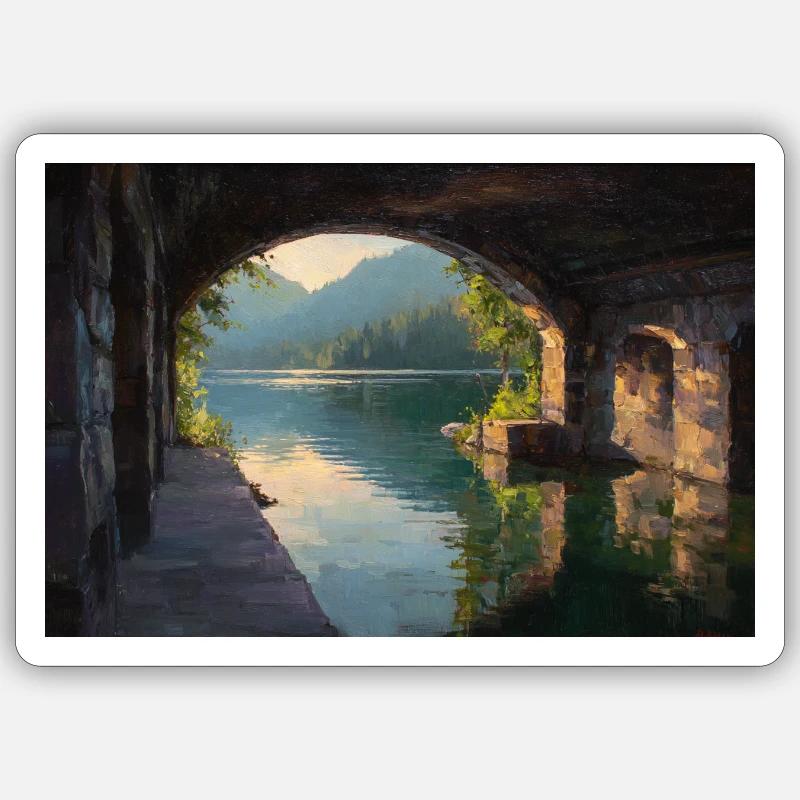 Cozy View at the Window - Sticker size S (10 x 10 cm) - white matte