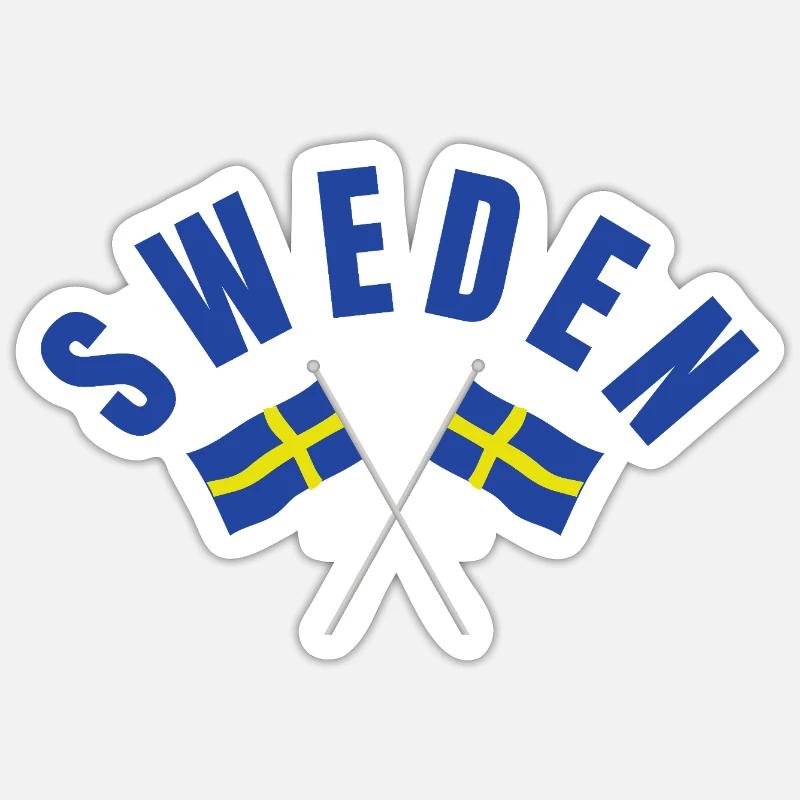 Sweden Flags Crest Emblem - Sticker size S (10 x 10 cm) - white matte