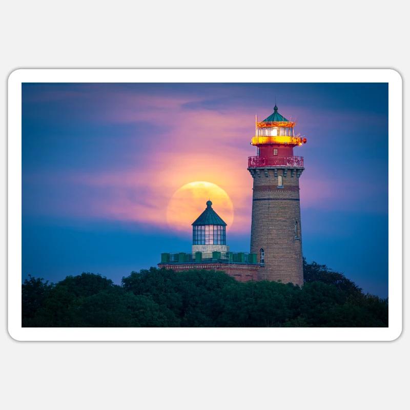 Moonlight Lighthouse Coast - Sticker size S (10 x 10 cm) - white matte