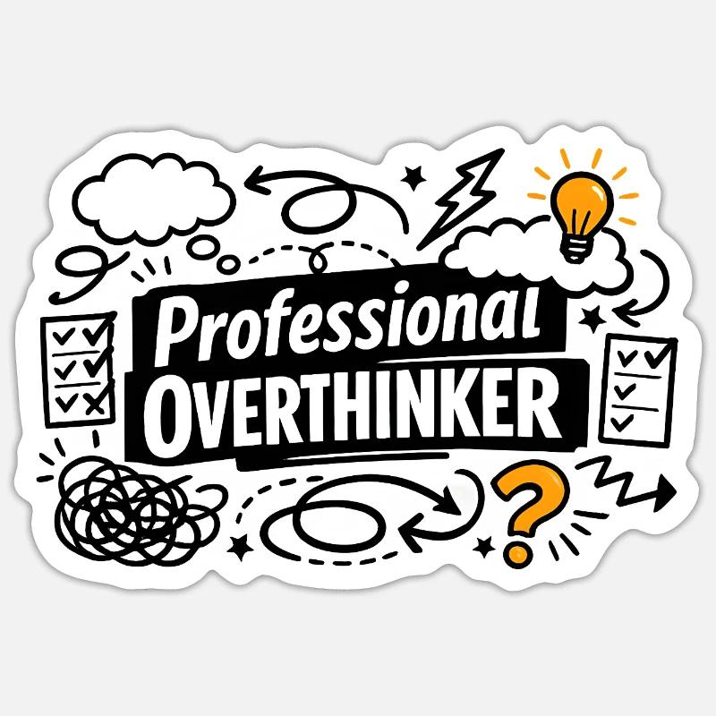 Professional OVERTHINKER - Sticker Größe S (10 x 10 cm) - Mattweiß