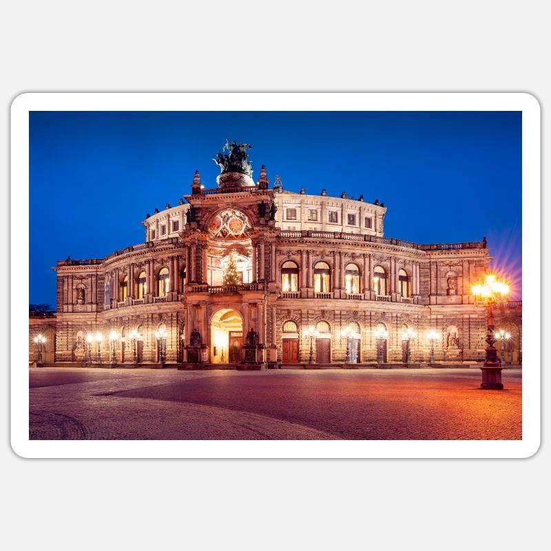 Semperoper de Dresde en soirée Sticker taille S (10 x 10 cm)