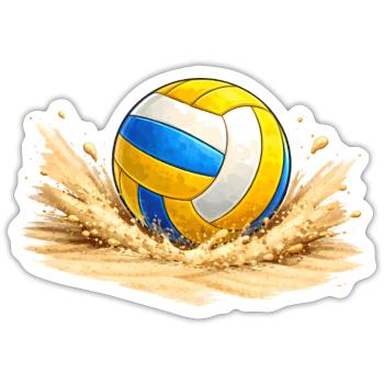 Volleyball in the sand on the beach - Sticker size S (10 x 10 cm) - white matte - Front