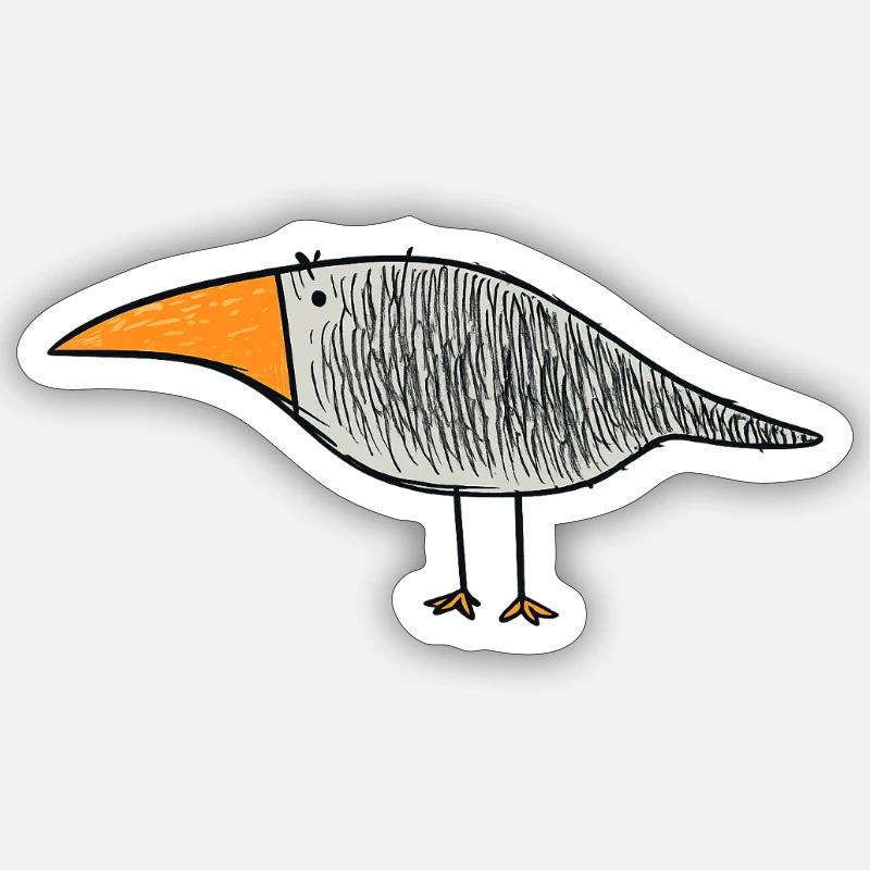 Vogel mit orangem Schnabel - Sticker Größe S (10 x 10 cm) - Mattweiß