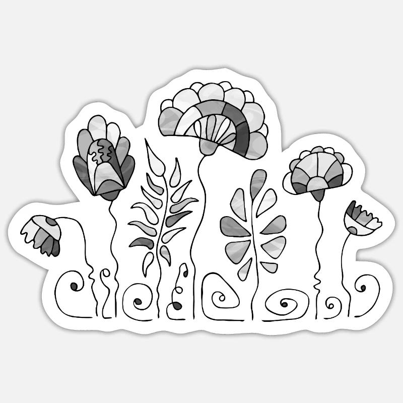 Fleur - Sticker taille S (10 x 10 cm) - blanc mat