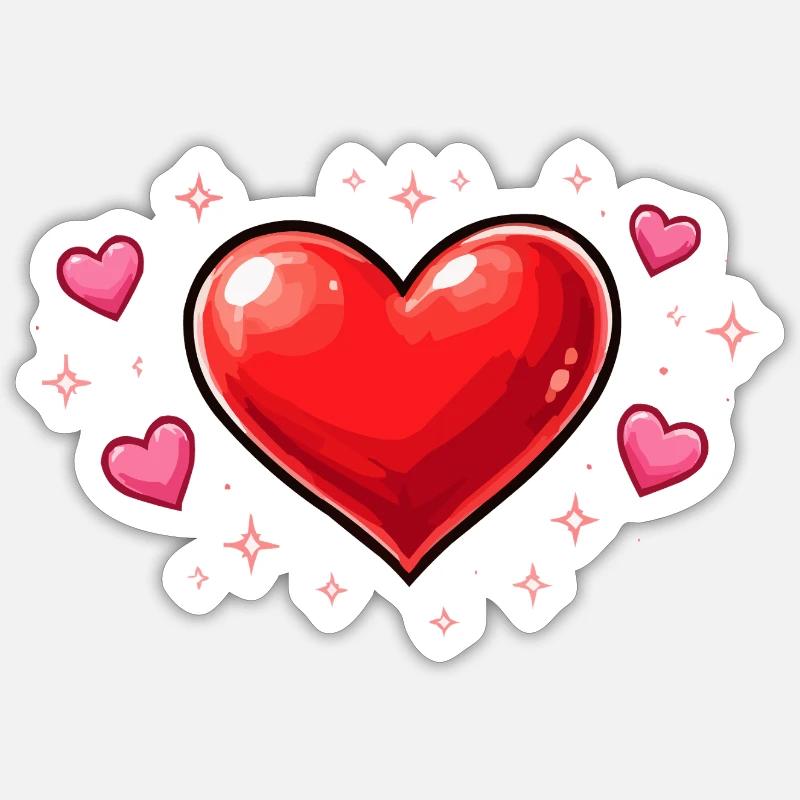 Glitter Heart Love Pattern - Sticker size S (10 x 10 cm) - white matte