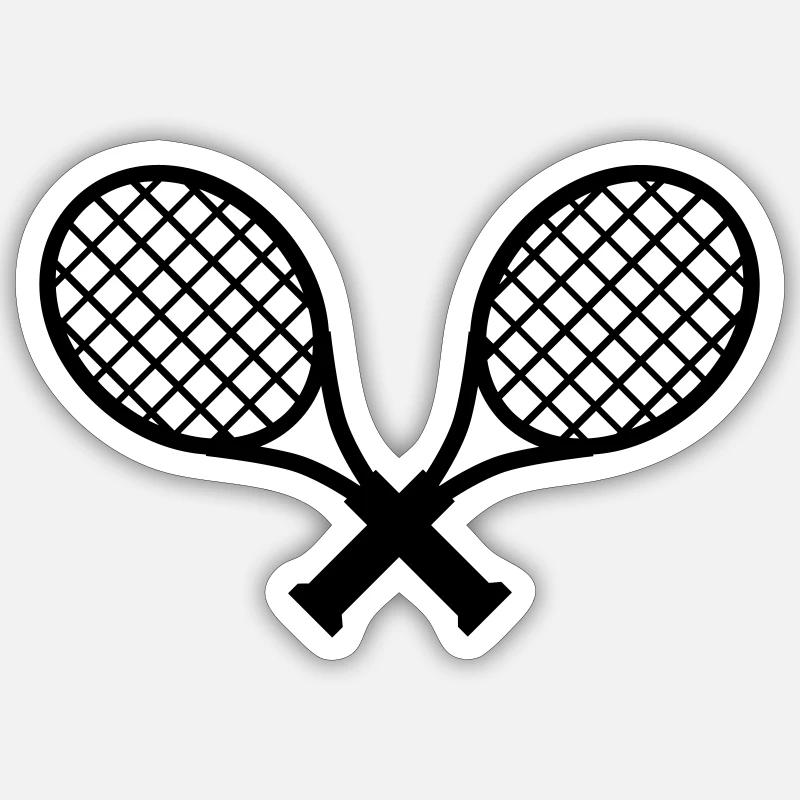 Tennis Schläger Rackets - Sticker Größe S (10 x 10 cm) - Mattweiß