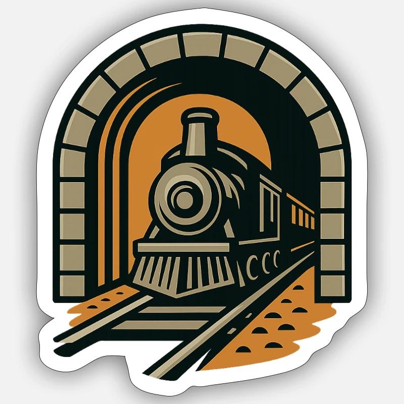 Eisenbahn durch Tunnelbogen - Sticker Größe S (10 x 10 cm) - Mattweiß