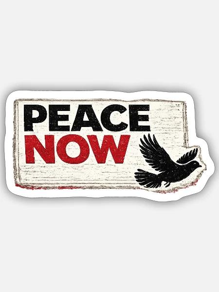 Peace Now – Schwarzer Taubenaufkleber - Sticker Größe S (10 x 10 cm) - Mattweiß