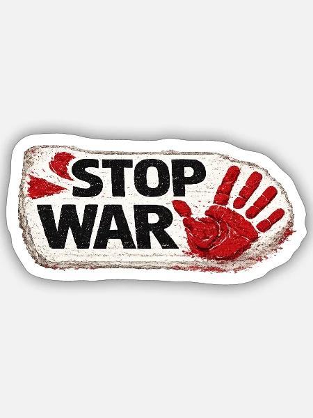 Stop War – Red Hand Decal - Sticker Größe S (10 x 10 cm) - Mattweiß
