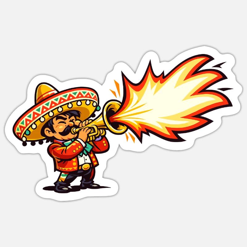 Tempête de feu mariachi Sticker taille S (10 x 10 cm)