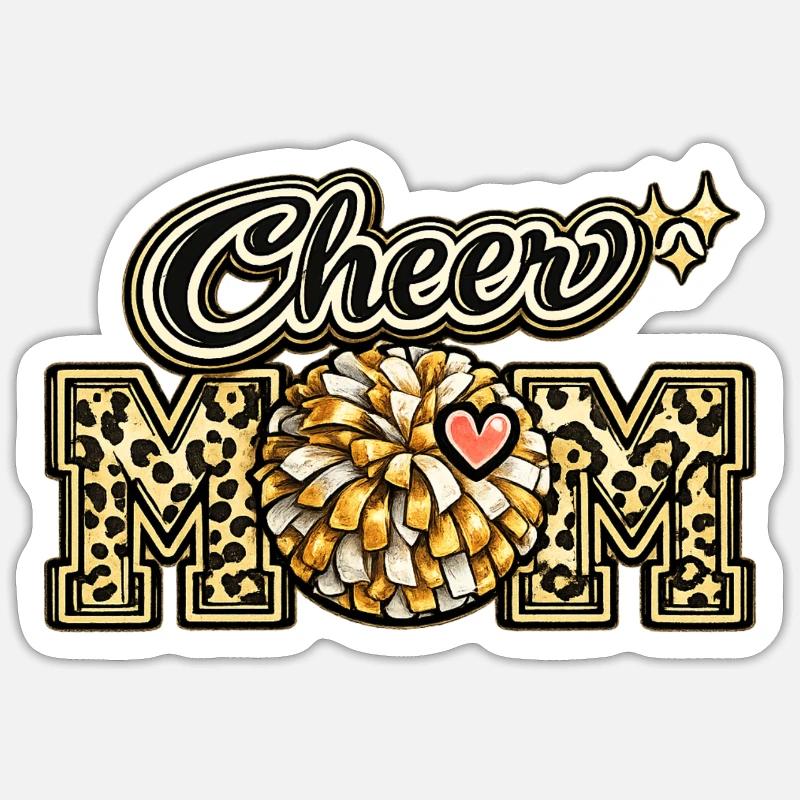 Cheer Mom Leopard Shirt – Muttertagsgeschenk Sticker Größe S (10 x 10 cm)