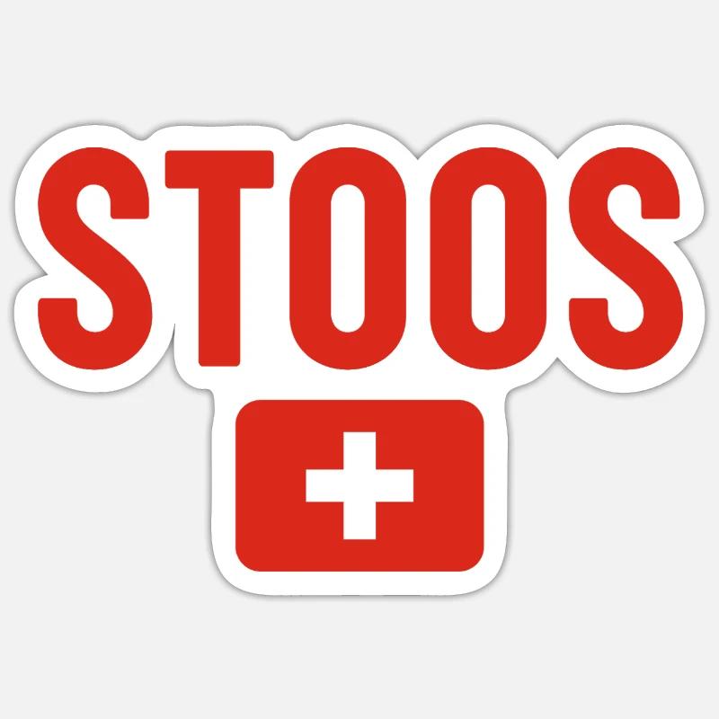 Drapeau suisse de Stoos - Sticker taille S (10 x 10 cm) - blanc mat