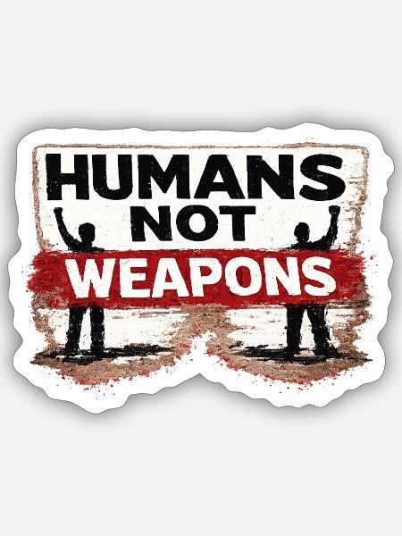 Menschen, keine Waffen – Friedensaufkleber - Sticker Größe S (10 x 10 cm) - Mattweiß