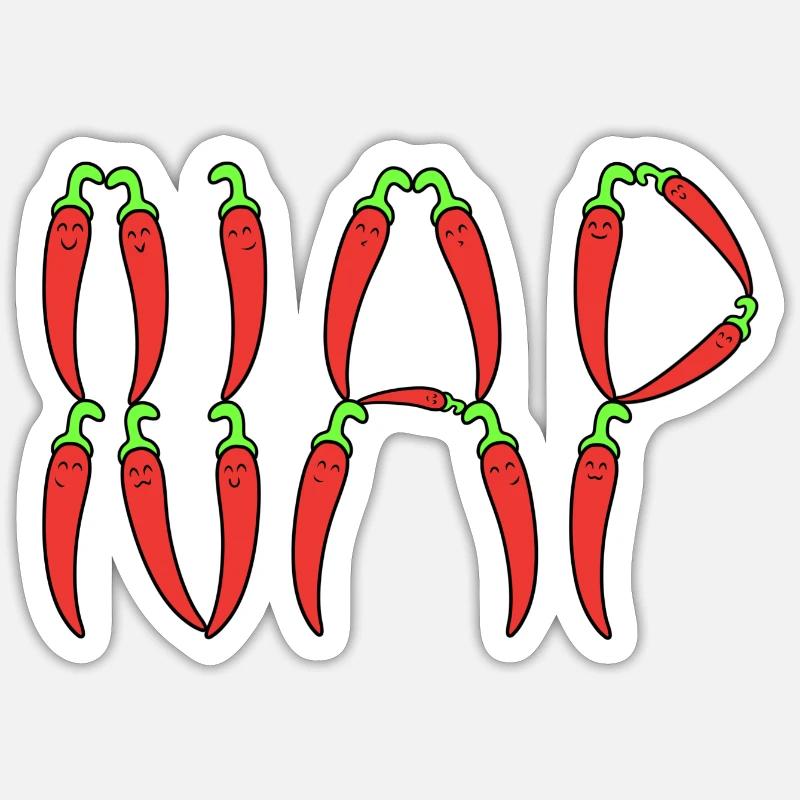 Piments piments Nap - Sticker taille S (10 x 10 cm) - blanc mat