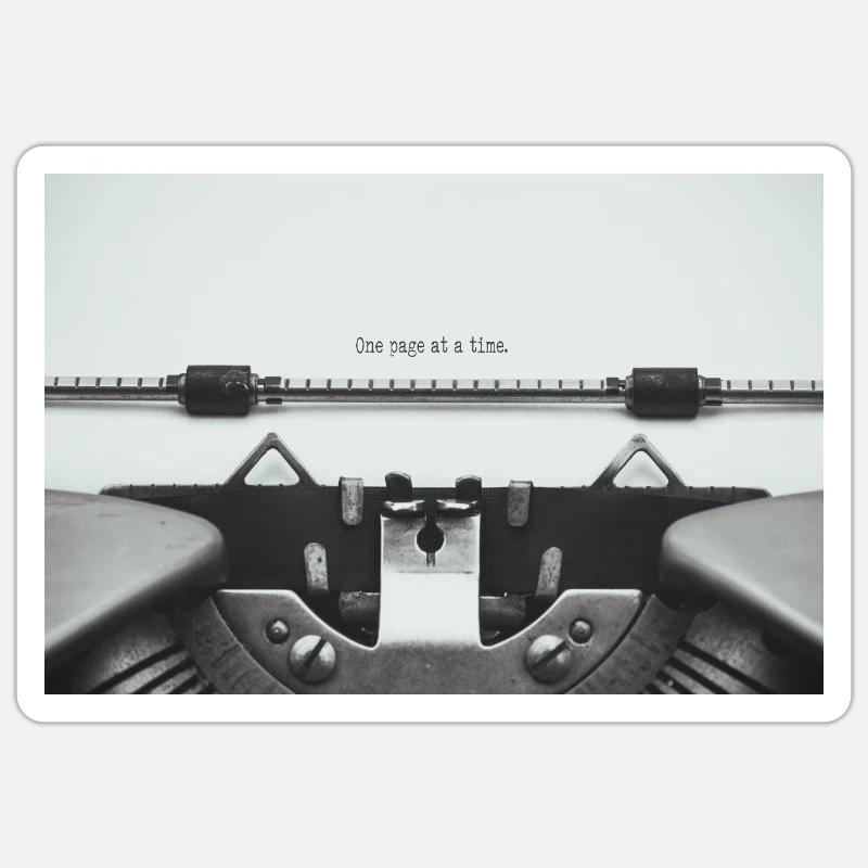 One Page At A Time Typewriter Design Sticker Größe S (10 x 10 cm)