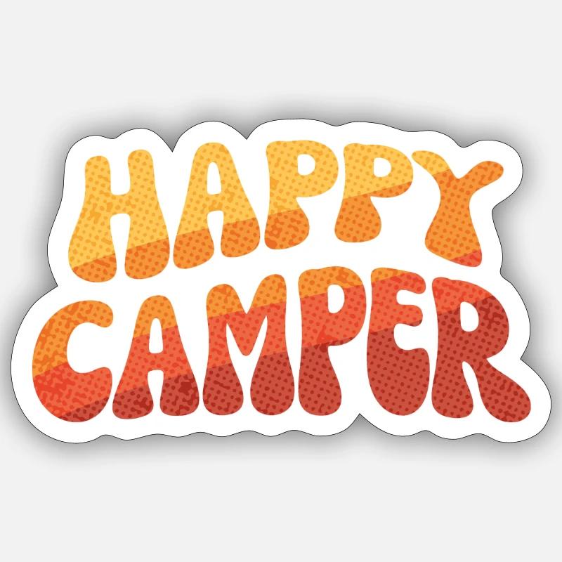 Happy Camper Gradient Text - Sticker Größe S (10 x 10 cm) - Mattweiß