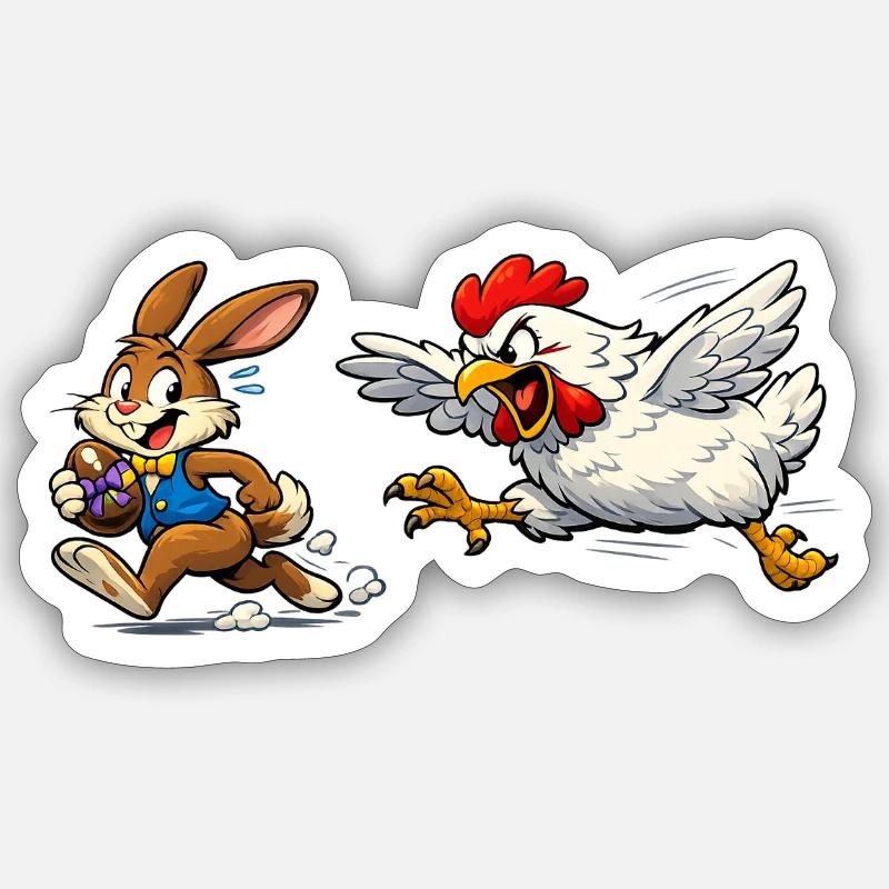 Easter bunny and chicken - Sticker size S (10 x 10 cm) - white matte