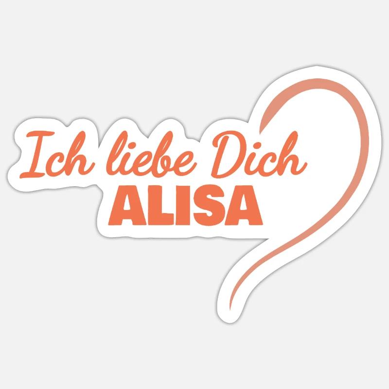 Alisa als Herz - Sticker Größe S (10 x 10 cm) - Mattweiß