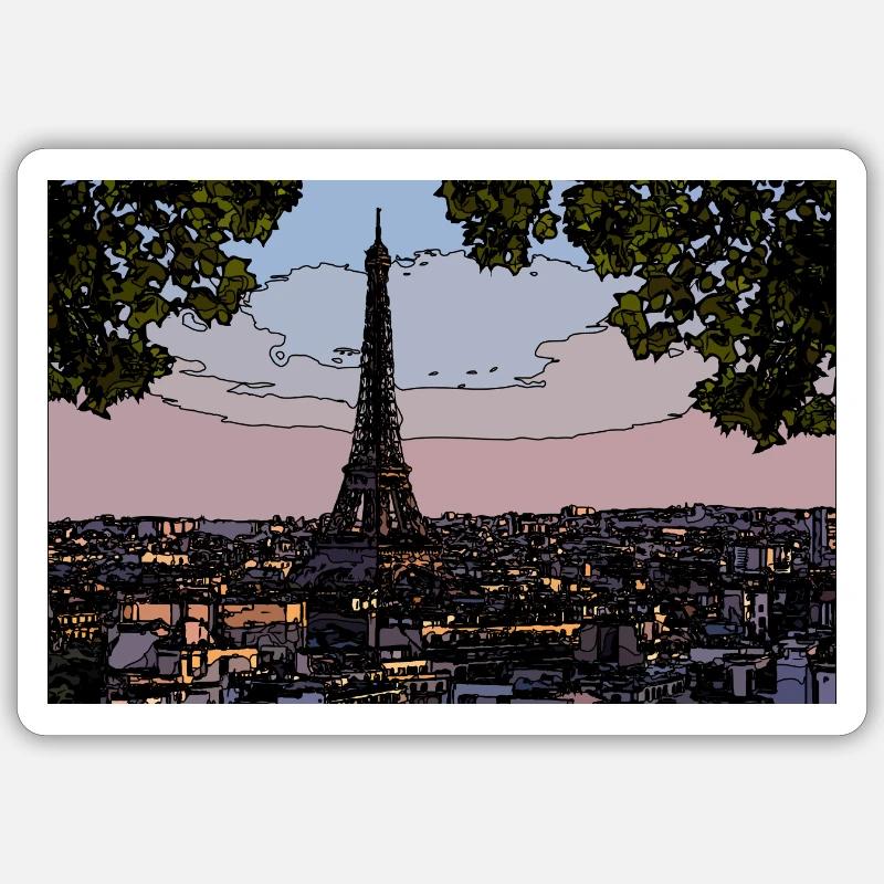 Paris Evening atmosphere at the Eiffel Tower Sticker size S (10 x 10 cm)
