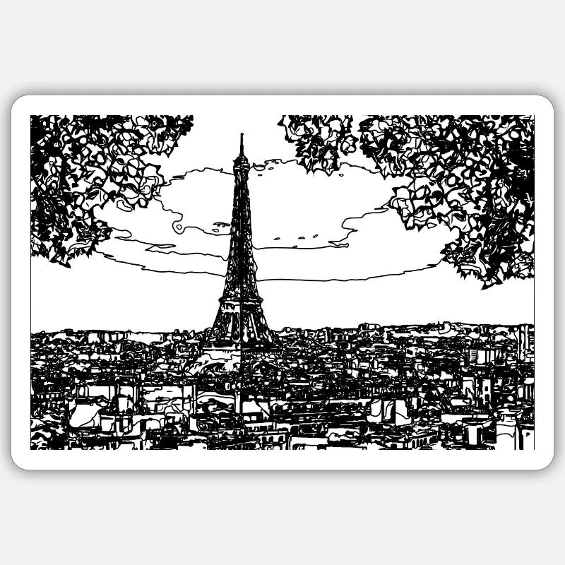 Eiffel Tower Line Drawing - Sticker size S (10 x 10 cm) - white matte