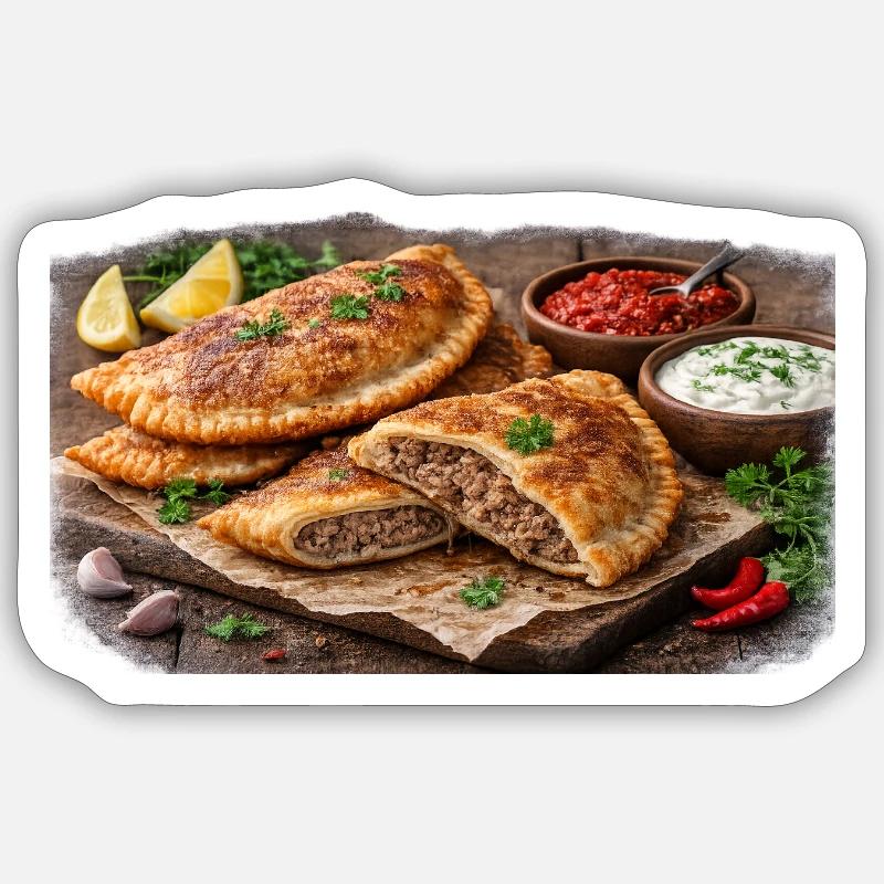 Tschebureki - Sticker Größe S (10 x 10 cm) - Mattweiß