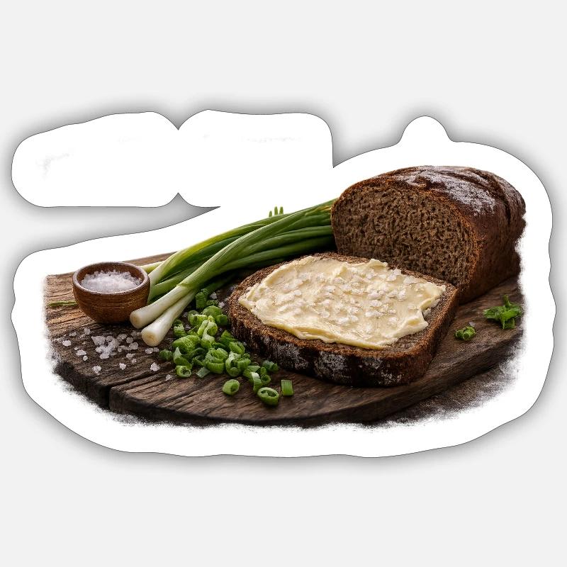Rustic bread with butter Sticker size S (10 x 10 cm)